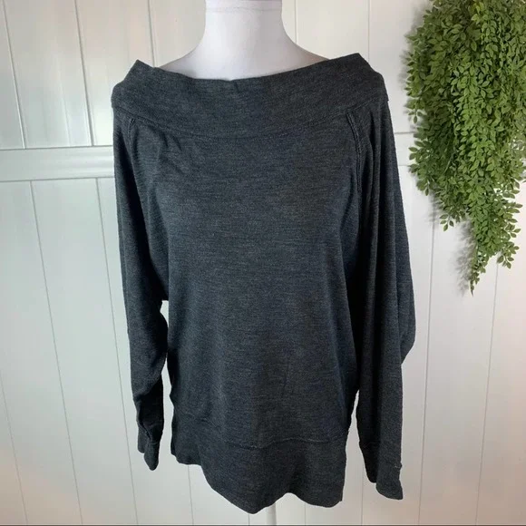 2 for $25 Free People Women Palisades Thermal Pullover Top Gray Large - Picture 2 of 8